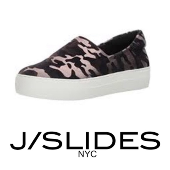 J Slides Shoes - J/Slides Ariana Metallic Camo Slip On Sneakers